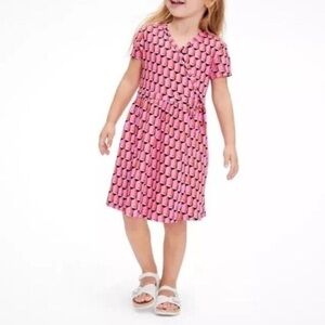 DVF for Target Kids Short Sleeve Pink Modern Geo faux wrap dress size 6/7